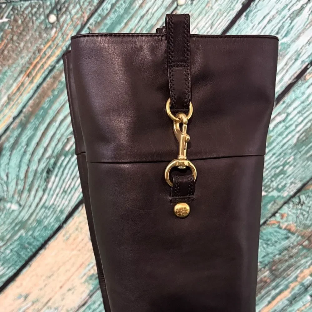 Coach Black Over the Knee Leather Boots